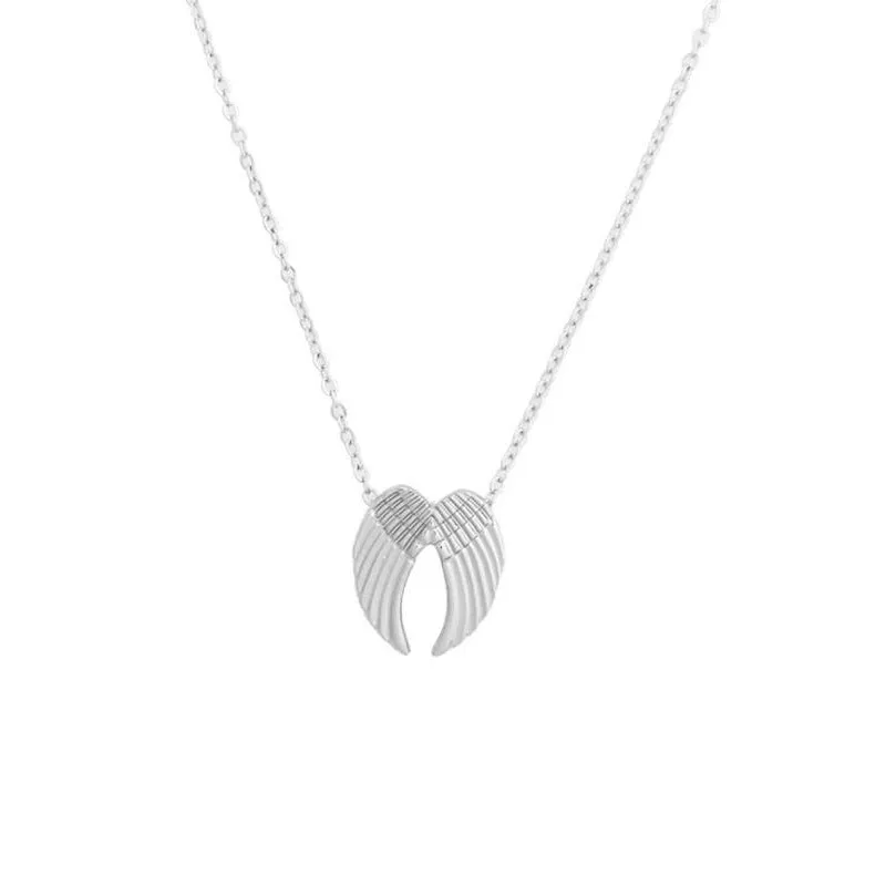 Angel Wings pendant necklace in gold alloy with 45cm chain and lobster clasp on card