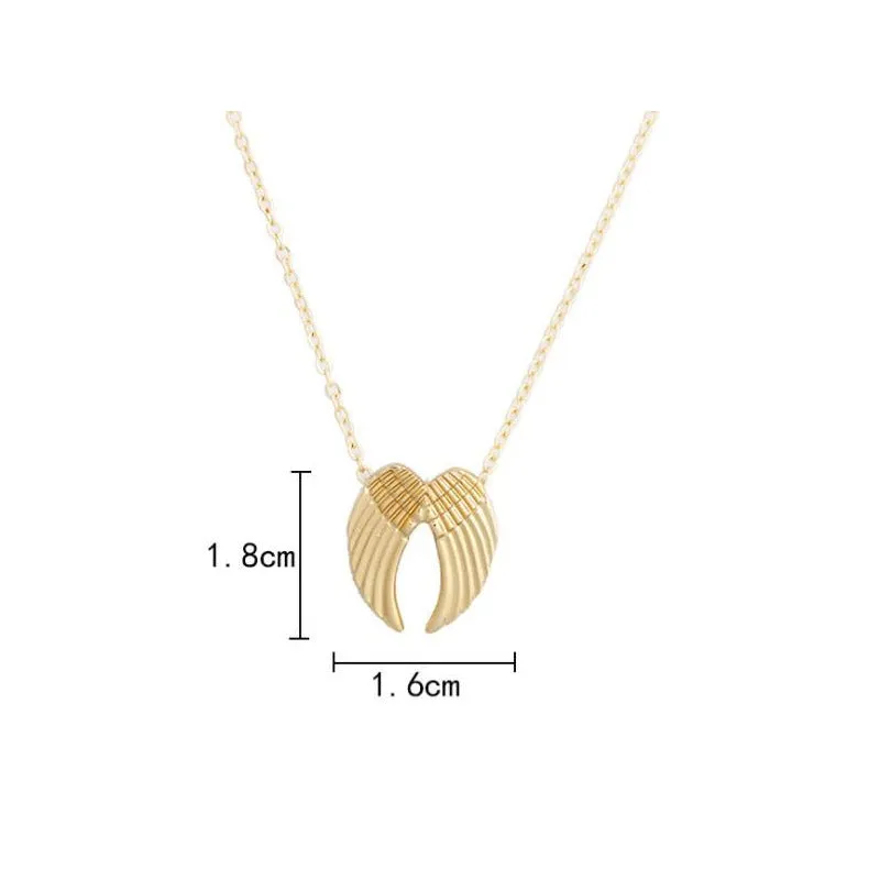 Angel Wings pendant necklace in gold alloy with 45cm chain and lobster clasp on card