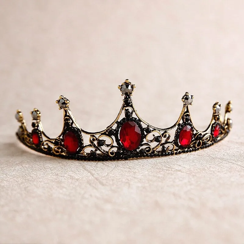 Baroque retro black crown bridal headdress alloy electroplated 14cm wide 5cm high for wedding photo
