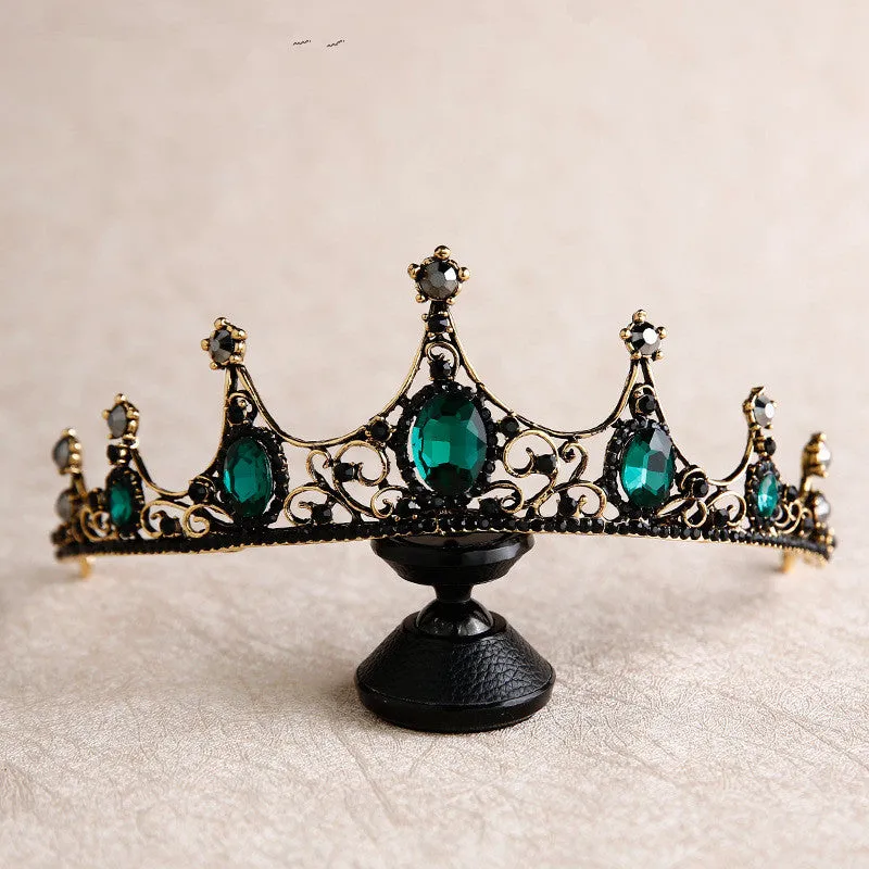 Baroque retro black crown bridal headdress alloy electroplated 14cm wide 5cm high for wedding photo
