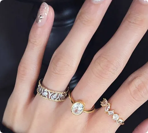 925 sterling silver gold plated French style ring for women simple design