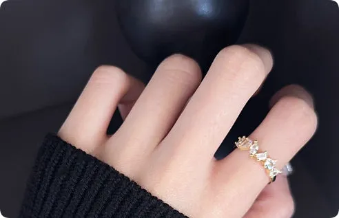 925 sterling silver gold plated French style ring for women simple design