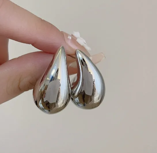 French golden drop earrings for women teardrop shape punk style electroplated gold
