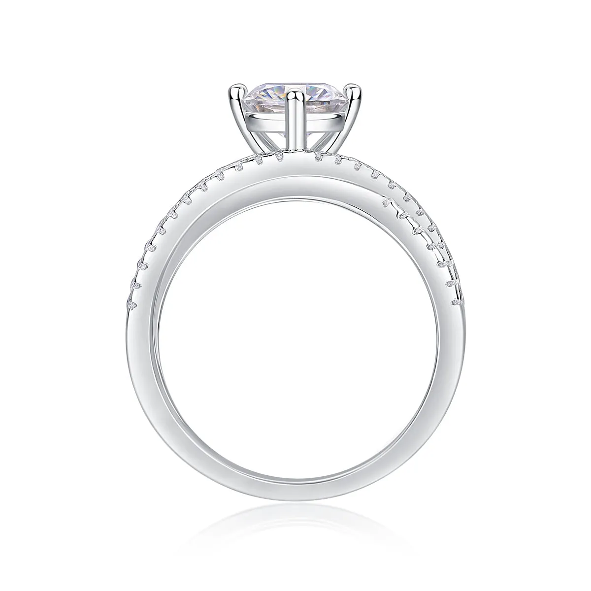 1-carat moissanite S925 silver wedding ring with platinum plating, diamond pen inspectable, gift box
