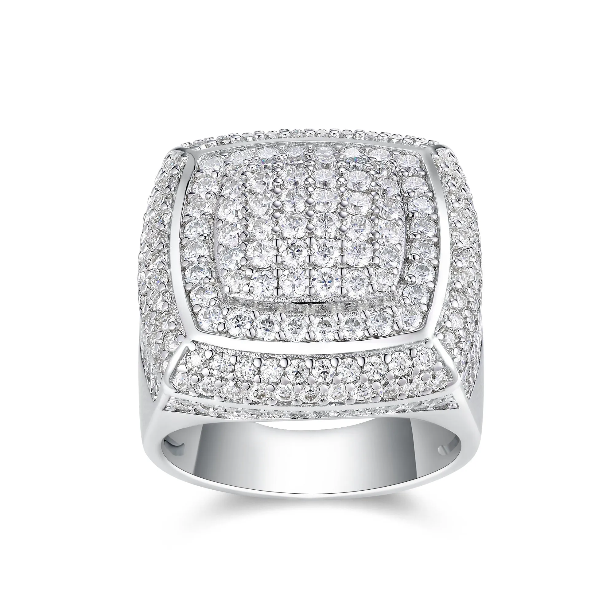 Men's S925 silver platinum-plated moissanite wedding ring with 0.1 carat stone in gift box