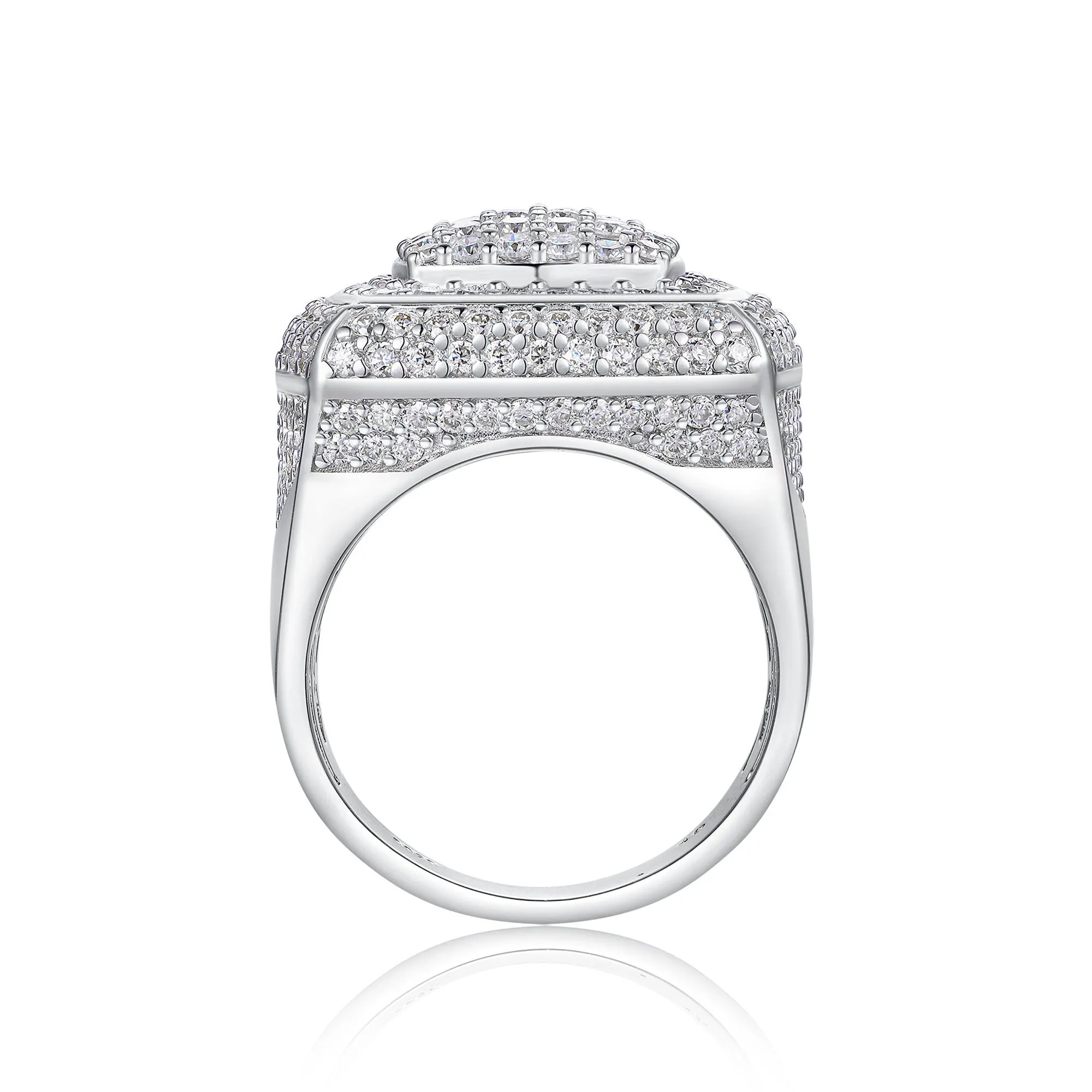 Men's S925 silver platinum-plated moissanite wedding ring with 0.1 carat stone in gift box