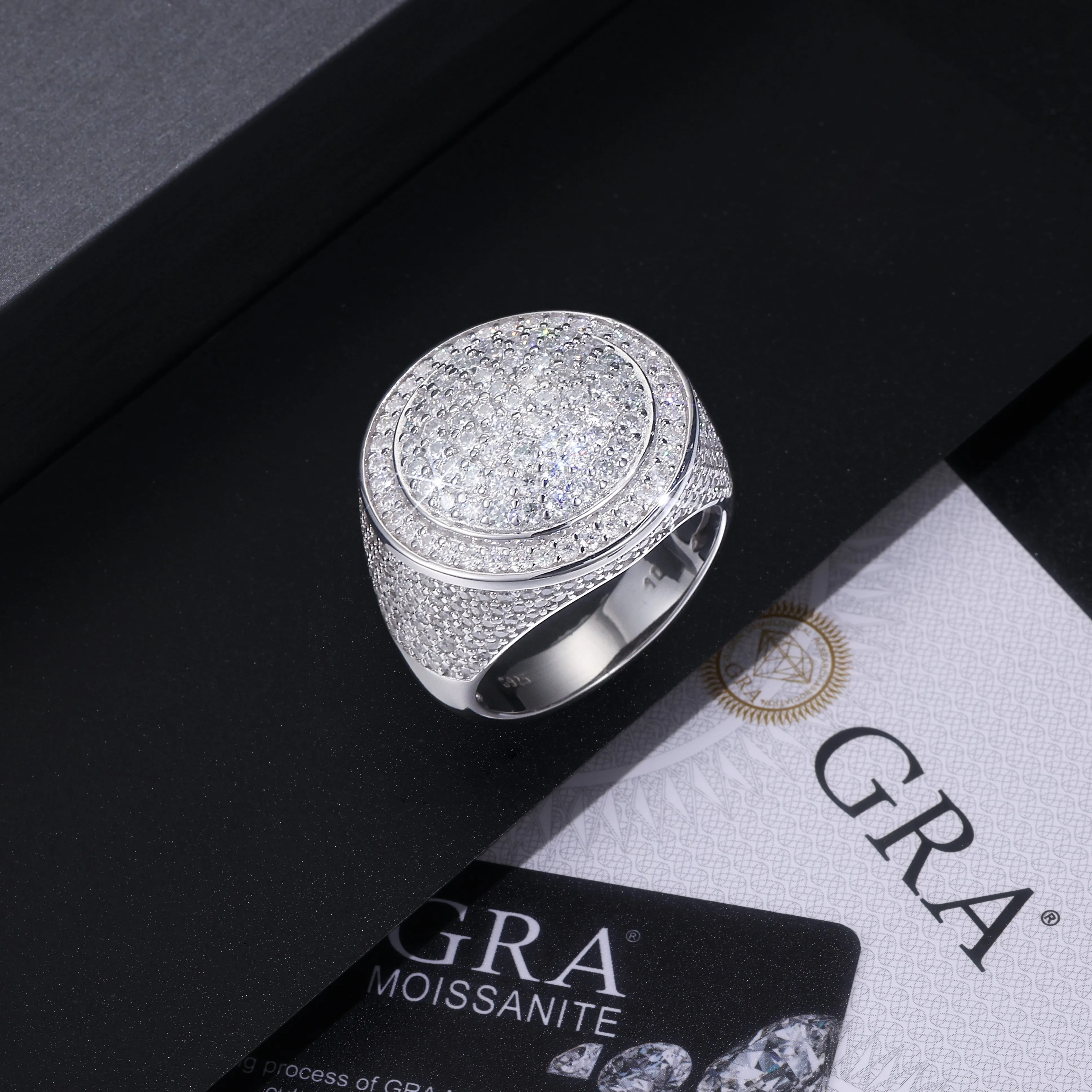 The King Of Hip-hop men's ring set with moissanite stone S925 silver platinum plating gift box