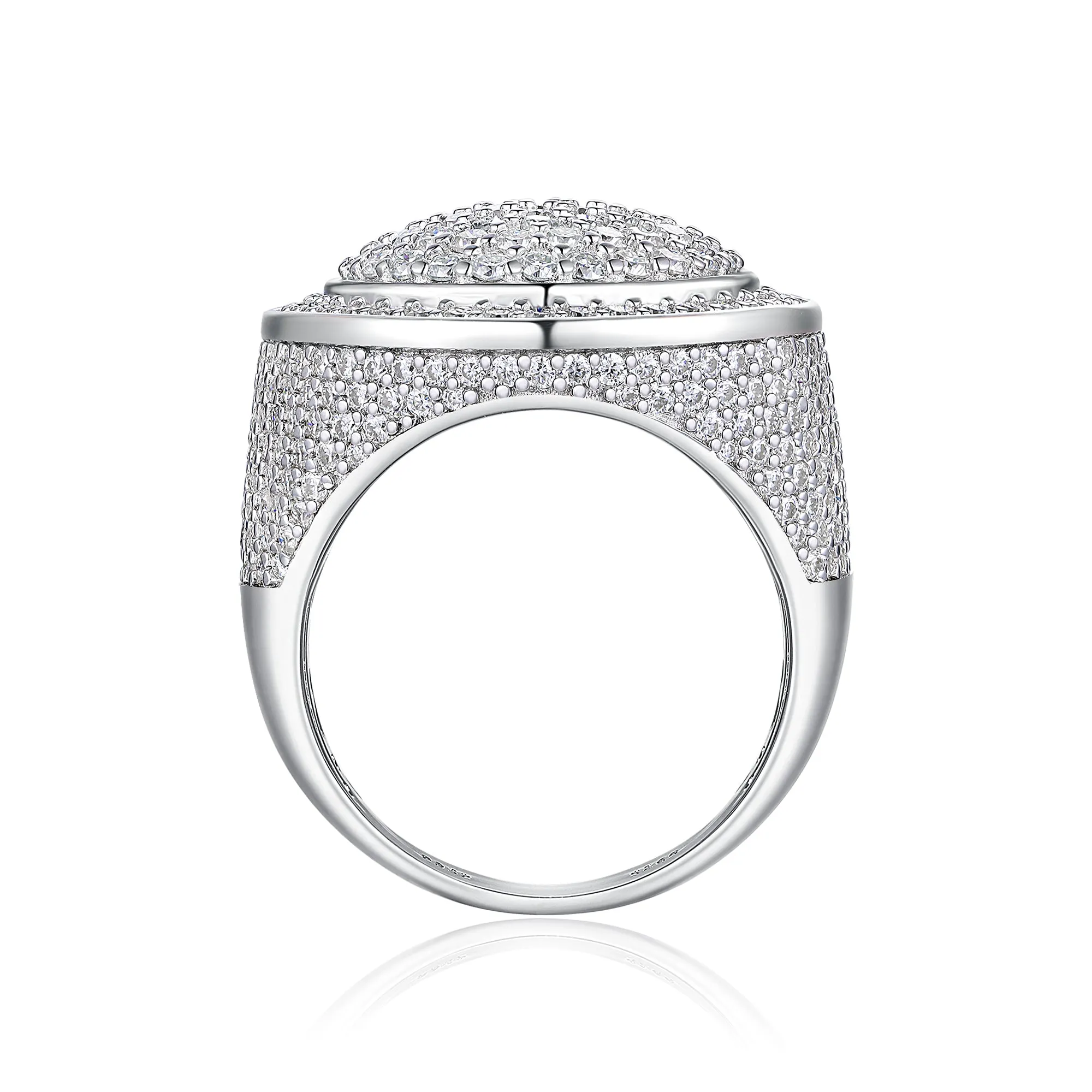 The King Of Hip-hop men's ring set with moissanite stone S925 silver platinum plating gift box