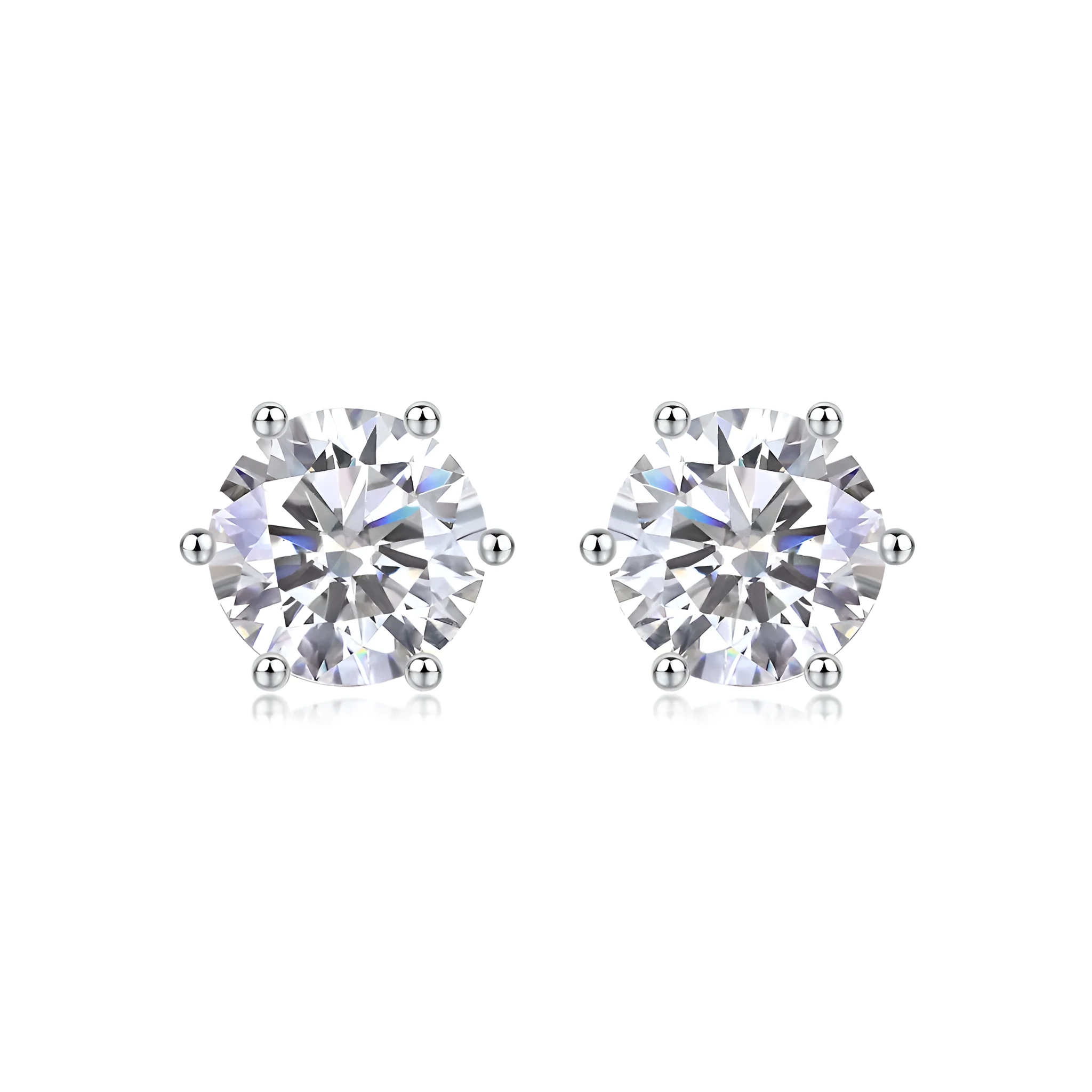 Quiet Moments moissanite stud earrings set in platinum-plated S925 silver, gift box and GRA certificate included, four carat sizes available