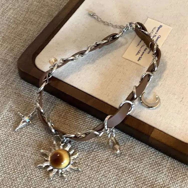 Alloy geometric necklace with electroplated finish in gradient butterfly colour on regular chain