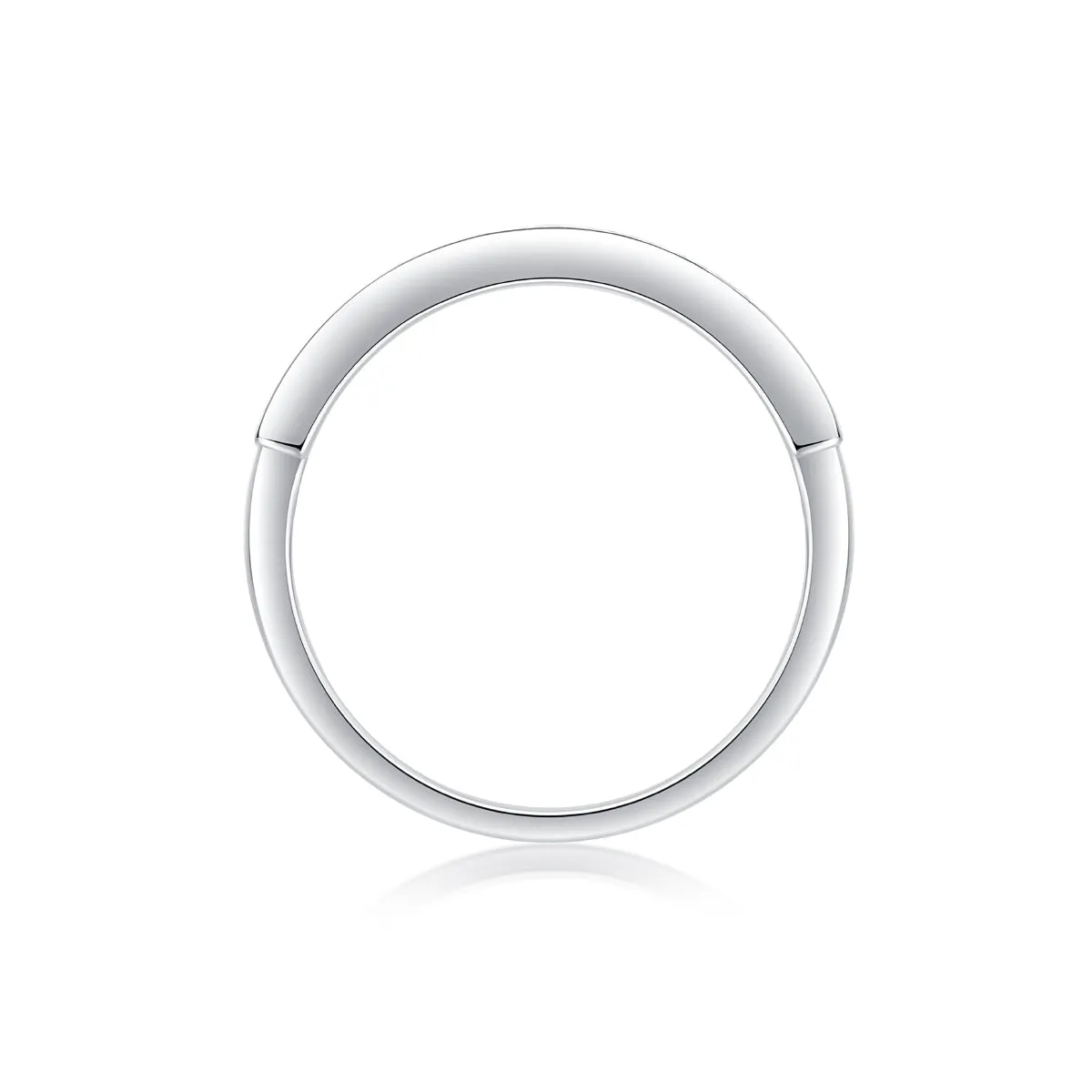 Moissanite wedding ring set on white background, S925 silver platinum plated, less than 0.1 carat stone