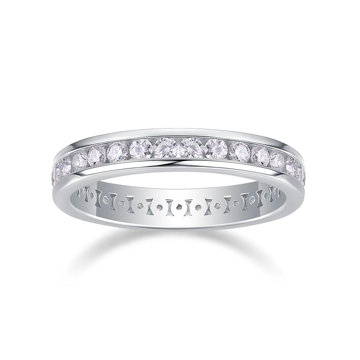 Moissanite star ring with S925 silver platinum-plated band, under 0.1 carat, size 6, showing star-cut stone in gift box