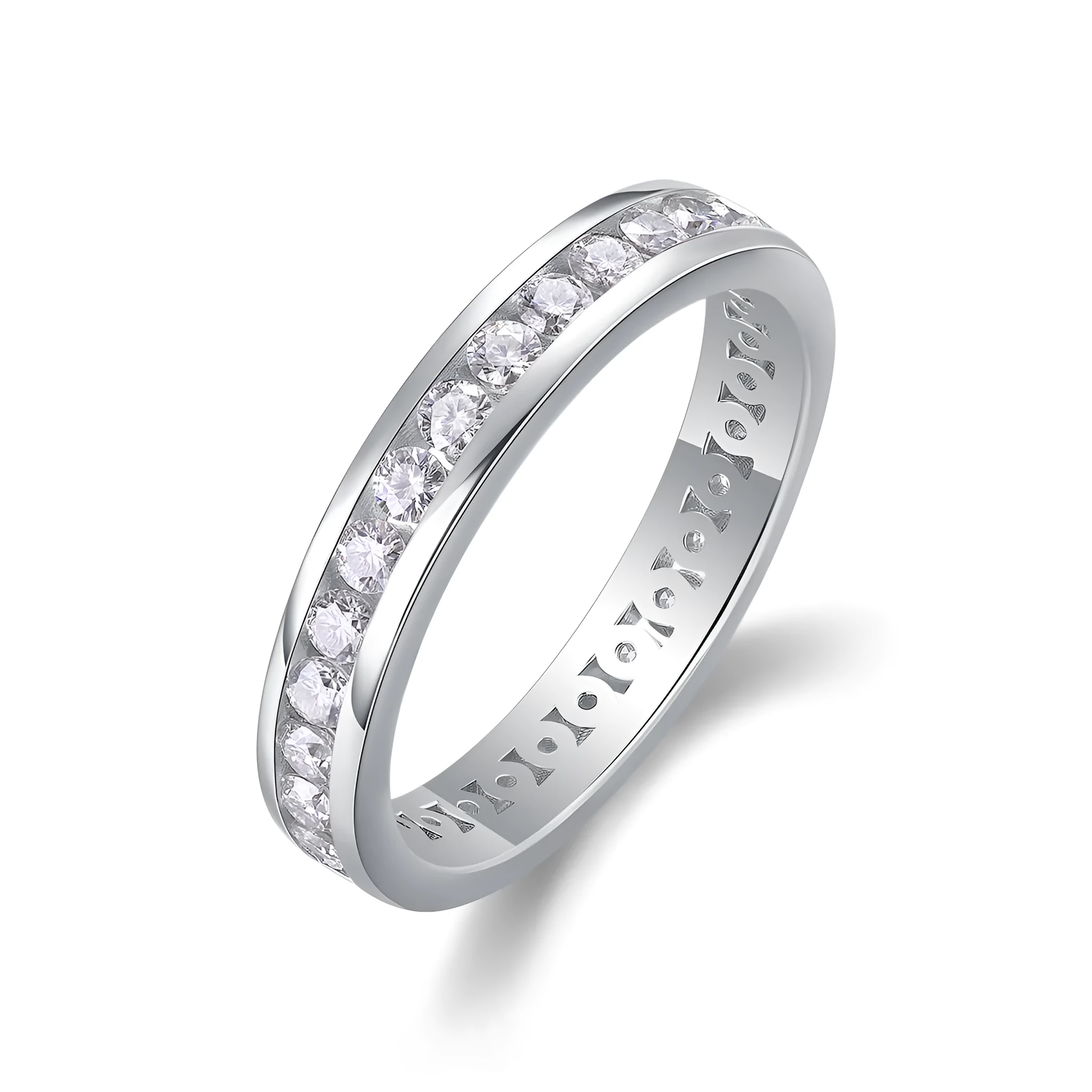 Moissanite star ring with S925 silver platinum-plated band, under 0.1 carat, size 6, showing star-cut stone in gift box