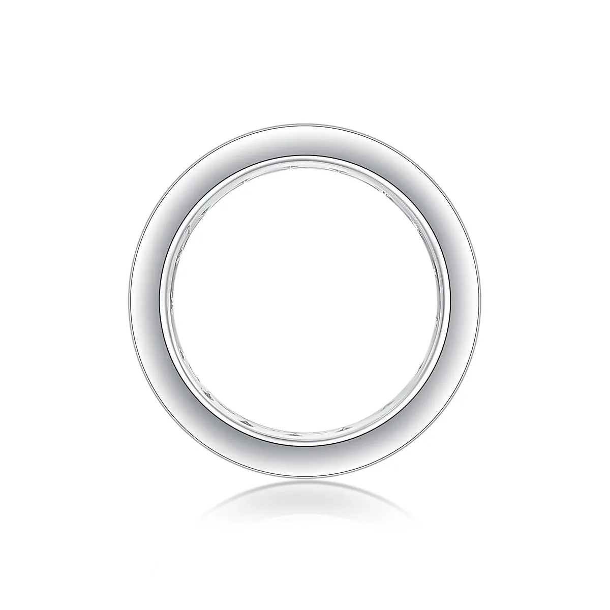 Large star moissanite wedding ring in S925 silver with platinum plating on white background
