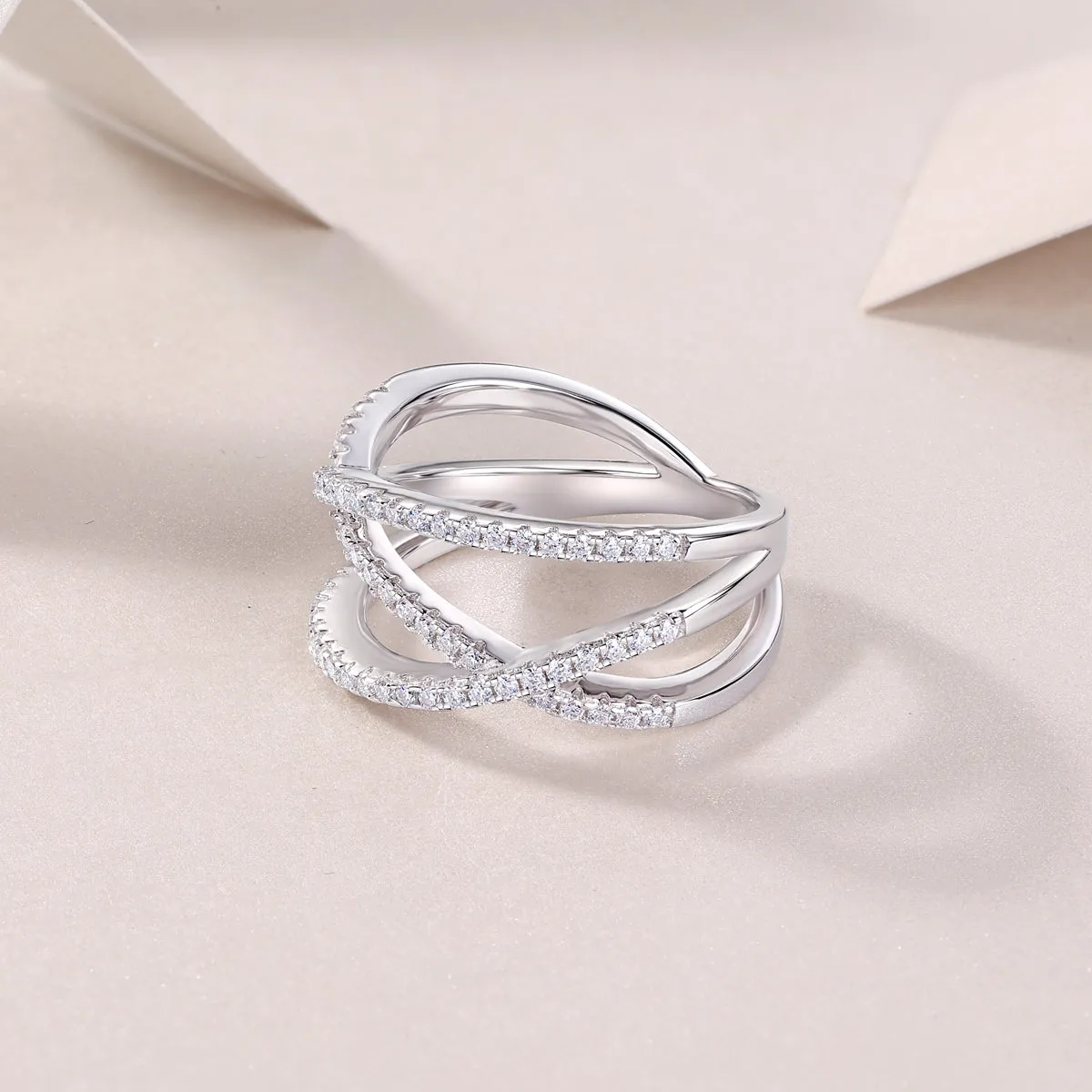 Moissanite wedding ring set in S925 silver with platinum plating, gift box and GRA certificate, size 7