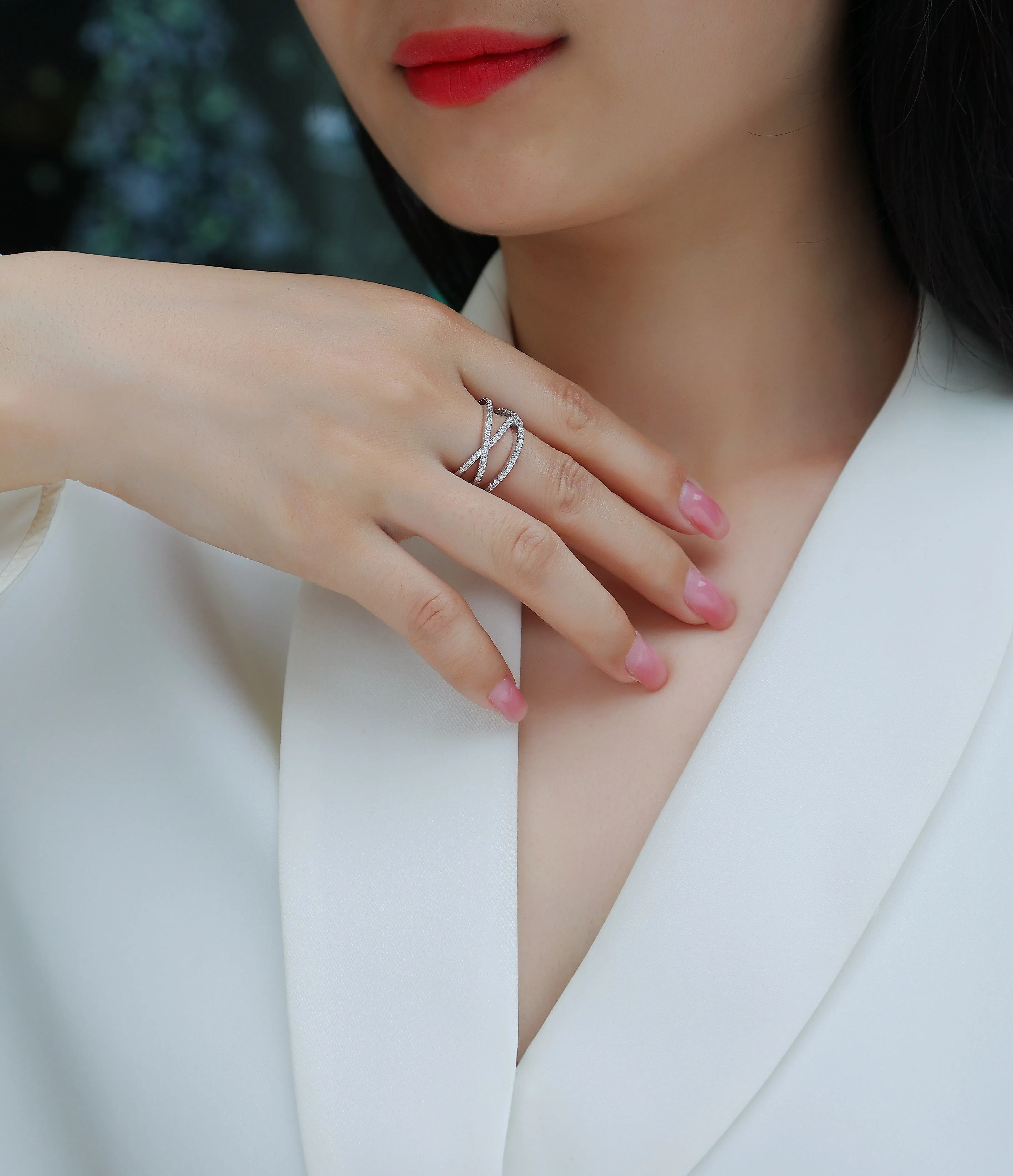 Moissanite wedding ring set in S925 silver with platinum plating, gift box and GRA certificate, size 7