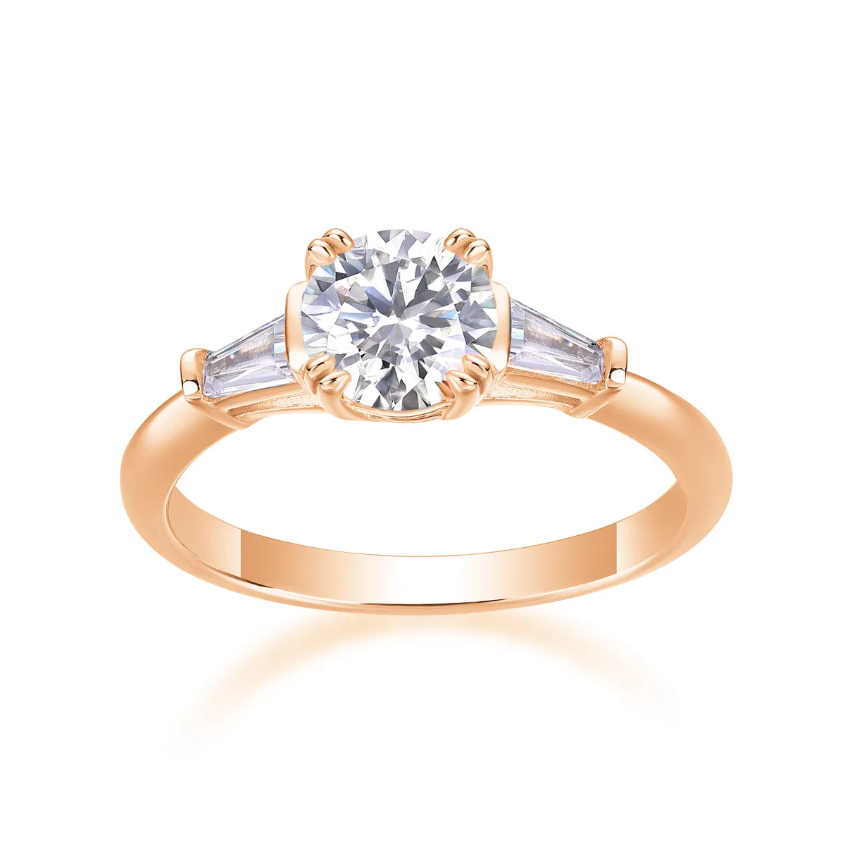 GODDNESS 1-carat moissanite wedding ring set in S925 silver with platinum plating, rose gold finish, gift box