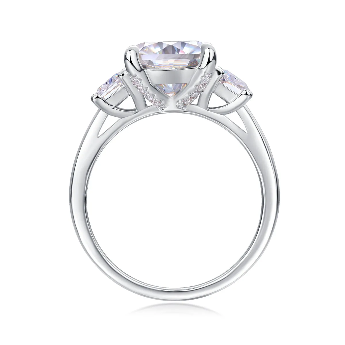 Moissanite wedding ring set with square cut 9x9 stone in platinum-plated S925 silver, gift box packaging