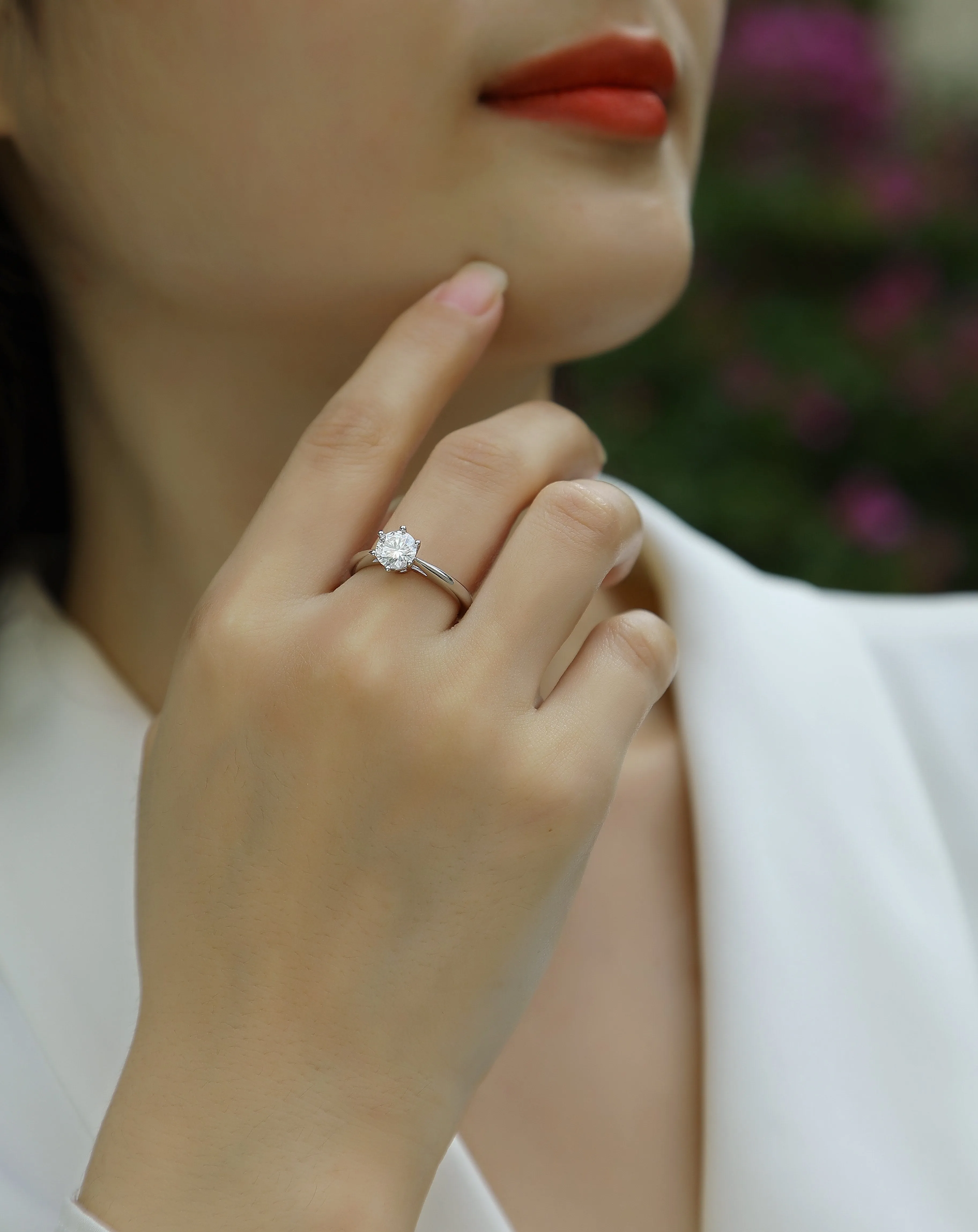 Moissanite wedding ring set with 1 carat S925 silver platinum plating diamond testable in a gift box