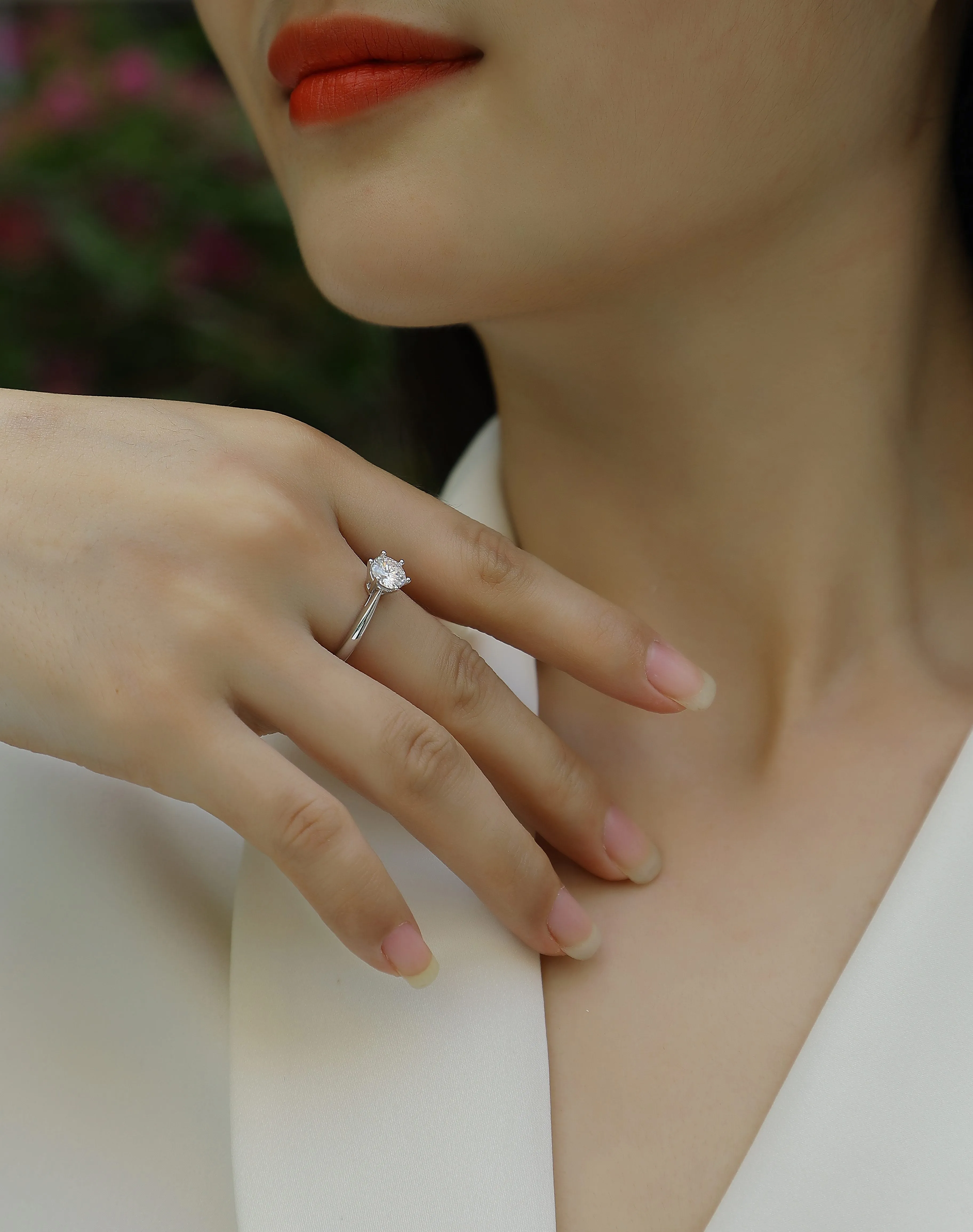 Moissanite wedding ring set with 1 carat S925 silver platinum plating diamond testable in a gift box