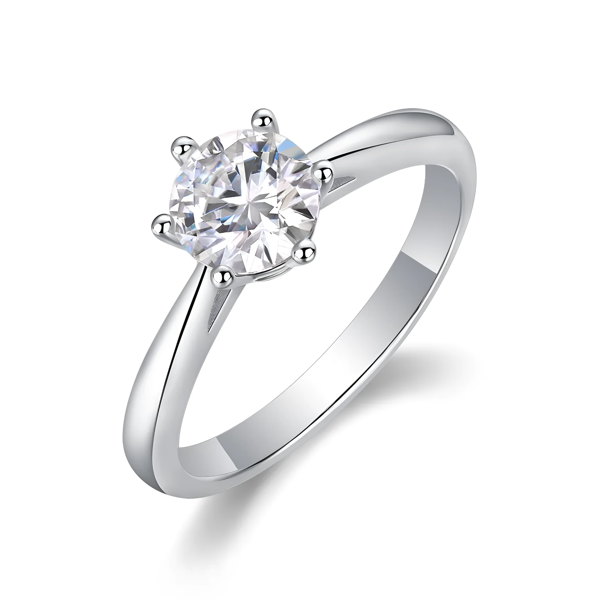 Moissanite wedding ring set with 1 carat S925 silver platinum plating diamond testable in a gift box