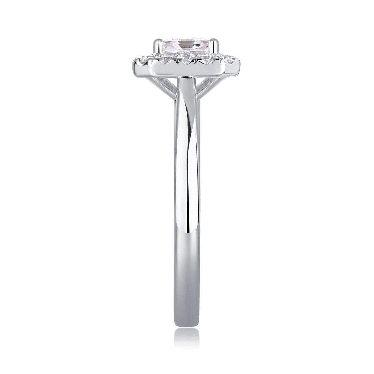 Fangyuan moissanite wedding ring set with square 5.5x5.5mm stone, S925 silver platinum plated, in gift box