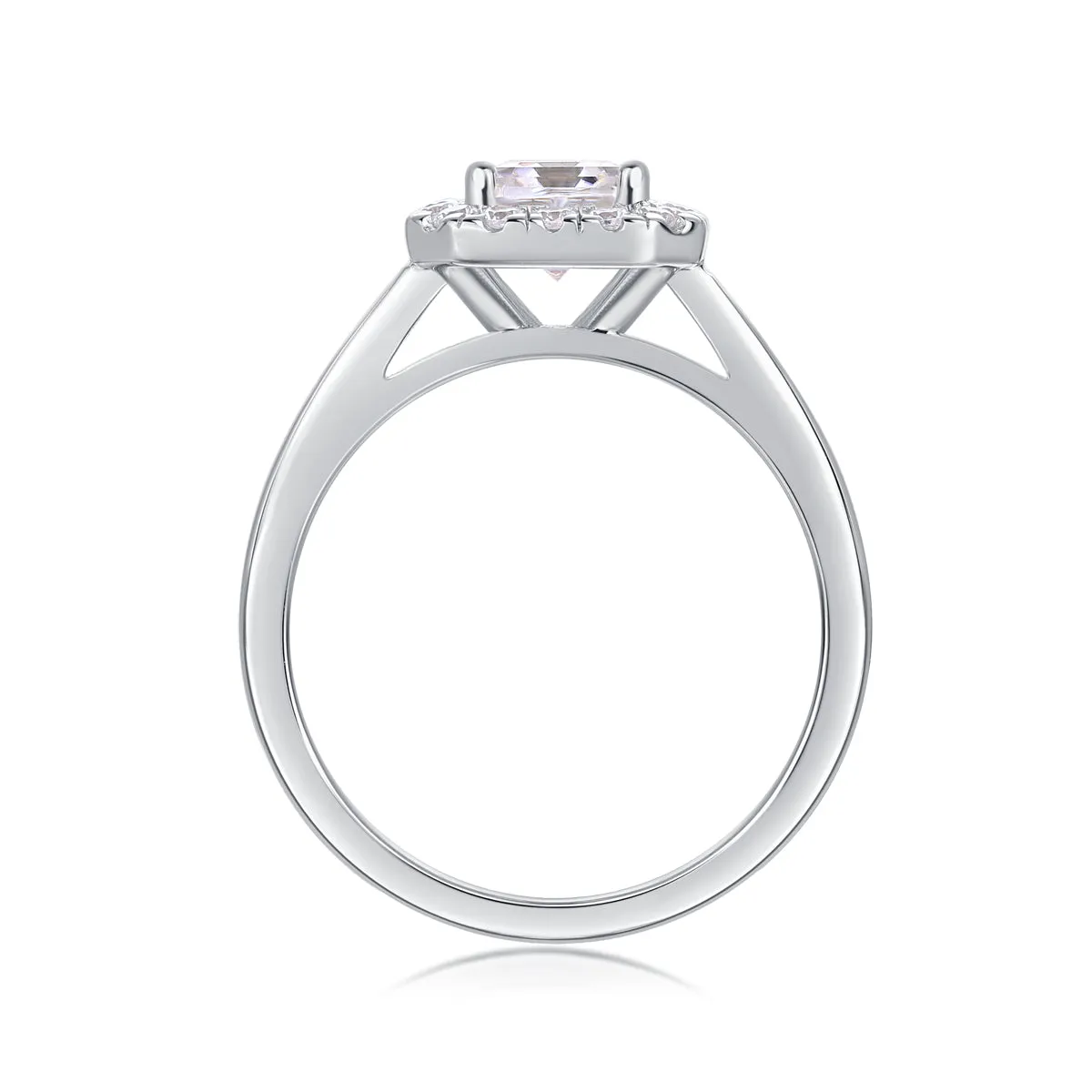 Fangyuan moissanite wedding ring set with square 5.5x5.5mm stone, S925 silver platinum plated, in gift box