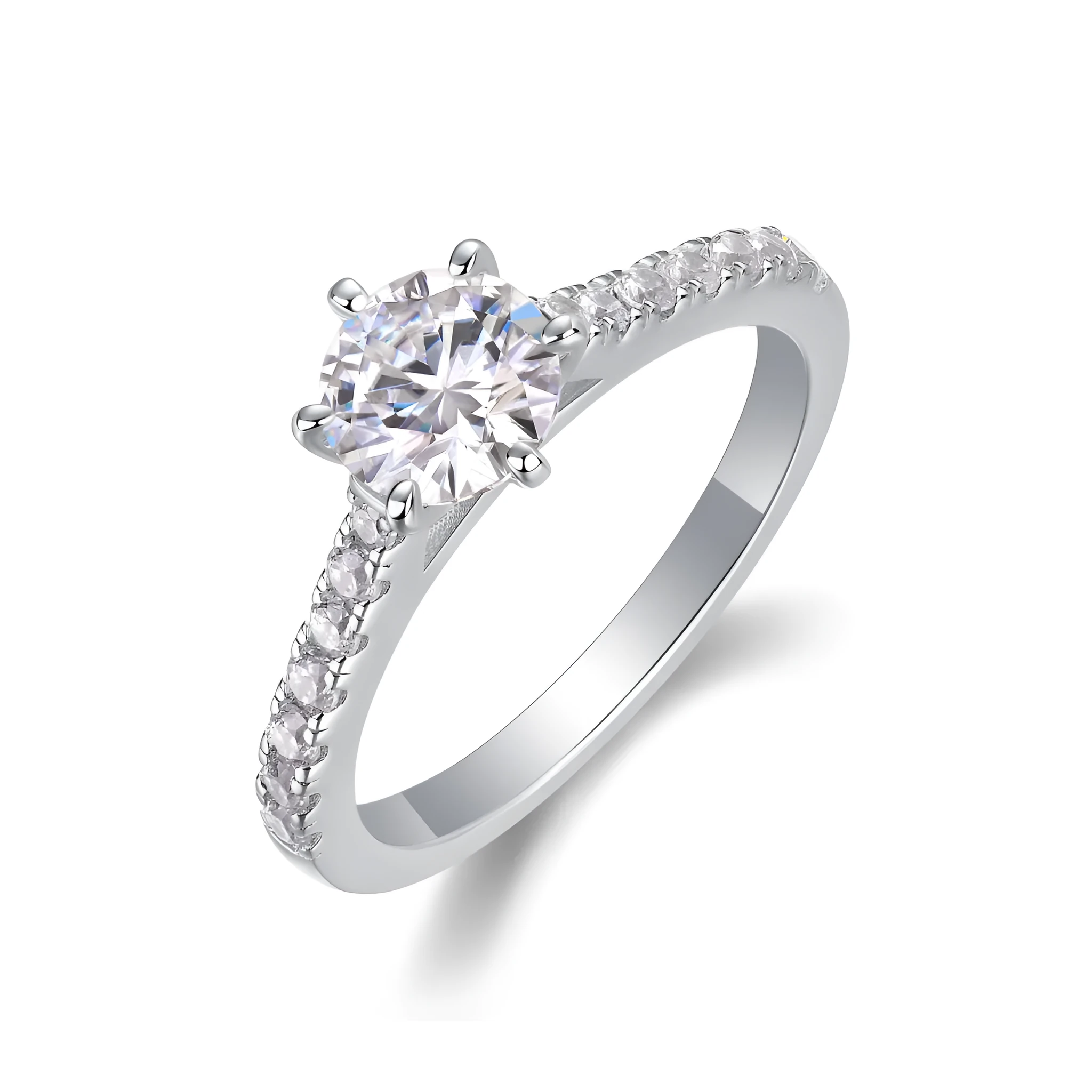 1-carat moissanite wedding ring set, S925 silver platinum plated, gift box, ring sizes 5-9