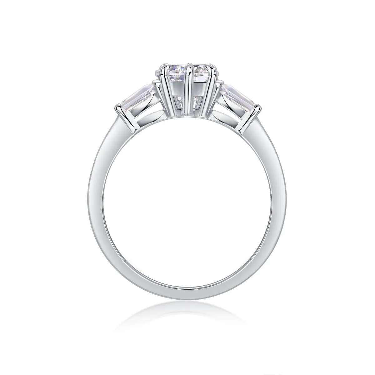 Heart-shaped moissanite wedding ring set in S925 silver with platinum plating, ring sizes 5-9, gift box