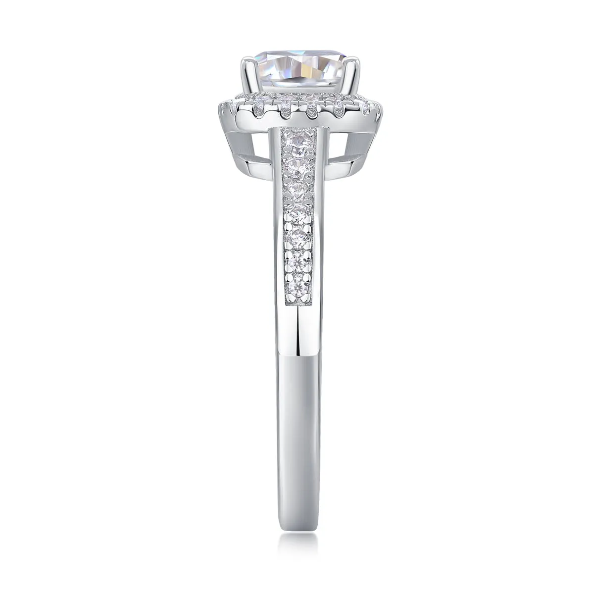 Square moissanite 6x6mm wedding ring set in S925 silver with platinum plating