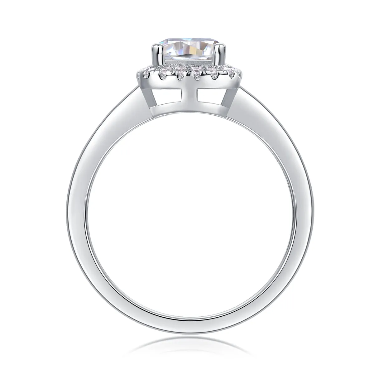 Square moissanite 6x6mm wedding ring set in S925 silver with platinum plating