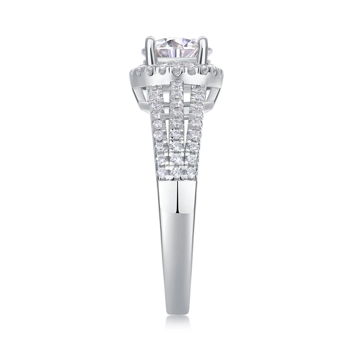 Looking Back 1 carat moissanite wedding ring set in platinum plated S925 silver with gift box