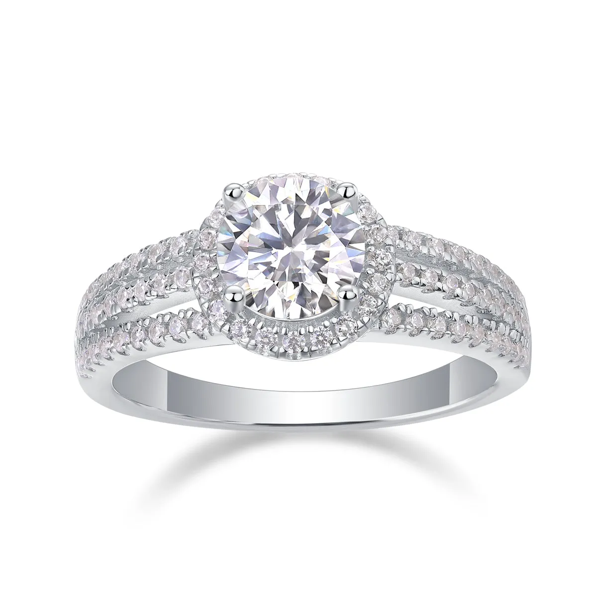 Looking Back 1 carat moissanite wedding ring set in platinum plated S925 silver with gift box