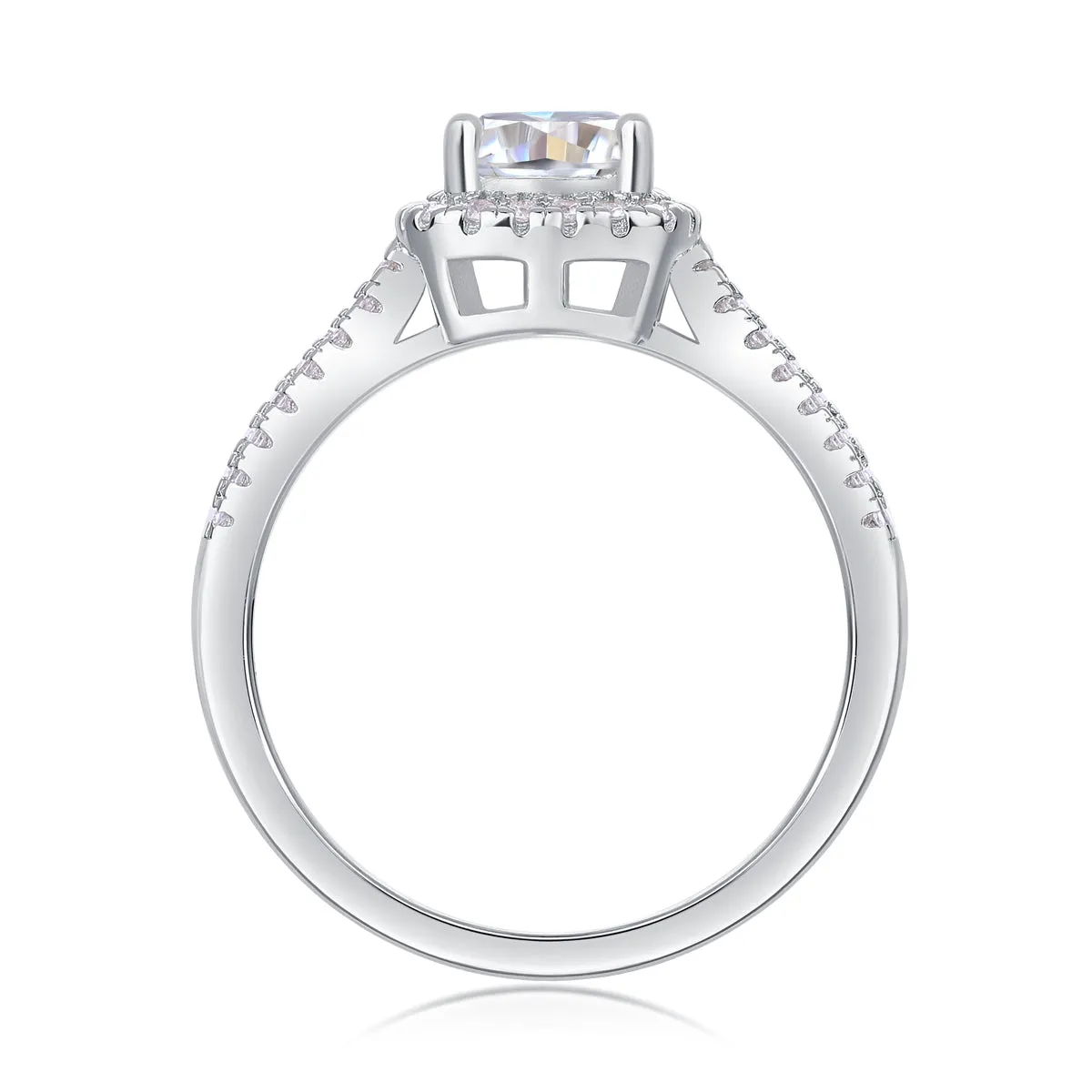Moissanite wedding ring set with square 6x6mm stone, platinum plated S925 silver, in gift box with GRA certificate