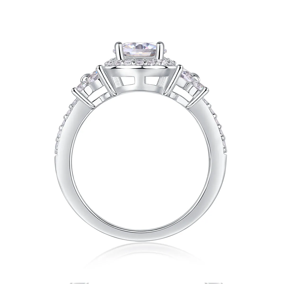 Wedding ring set with 1-carat moissanite in S925 silver platinum-plated ring on gift box