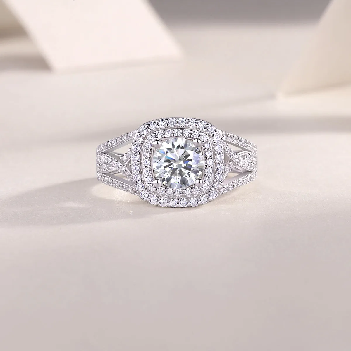 Supreme Charm moissanite wedding ring set 1 carat S925 silver platinum plated in gift box