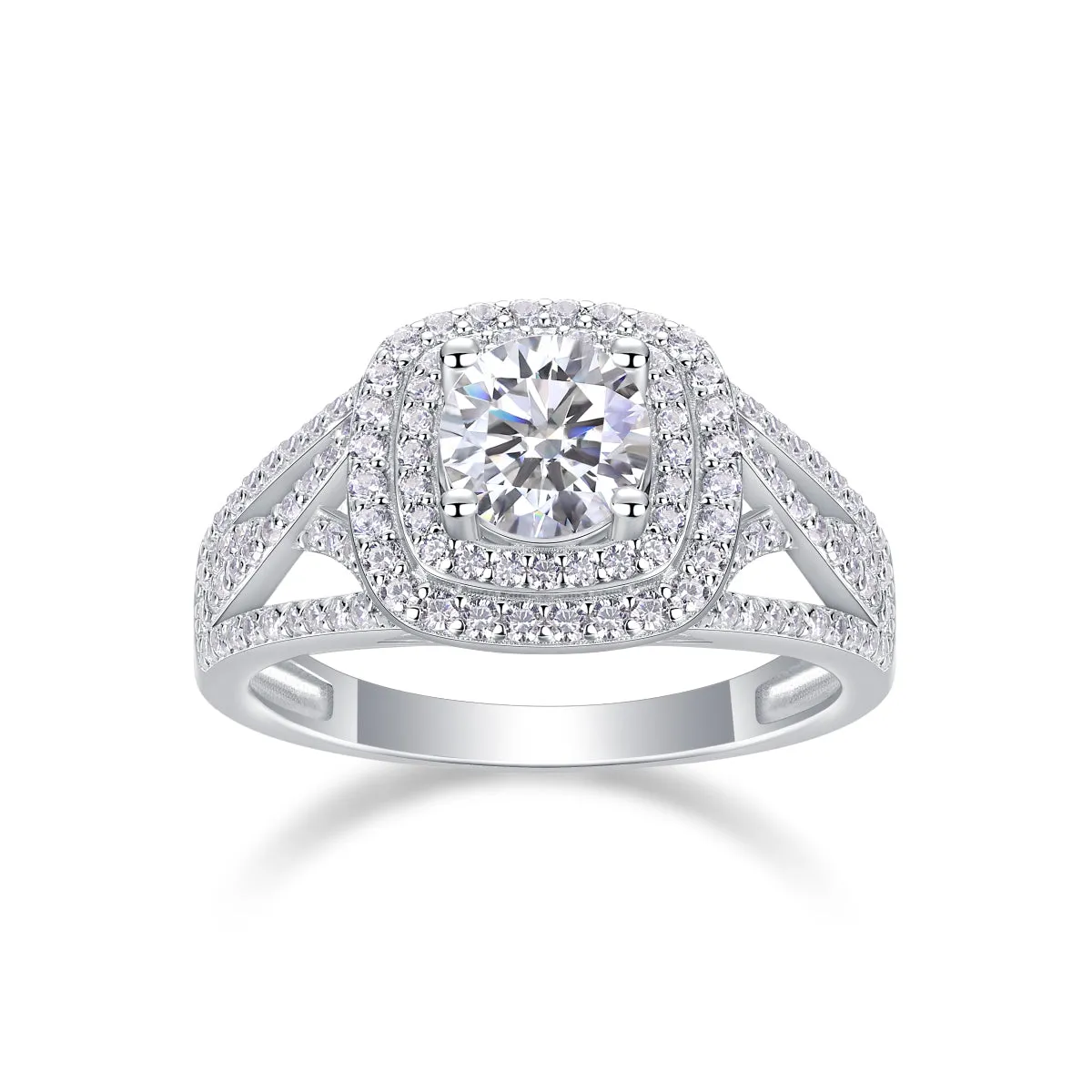 Supreme Charm moissanite wedding ring set 1 carat S925 silver platinum plated in gift box