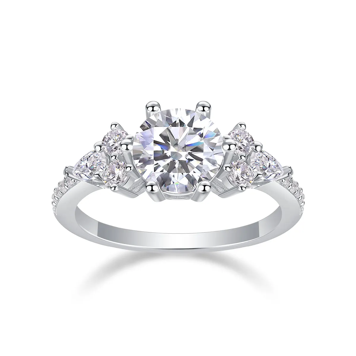 2 carat moissanite wedding ring set S925 silver platinum plated with GRA certificate in gift box