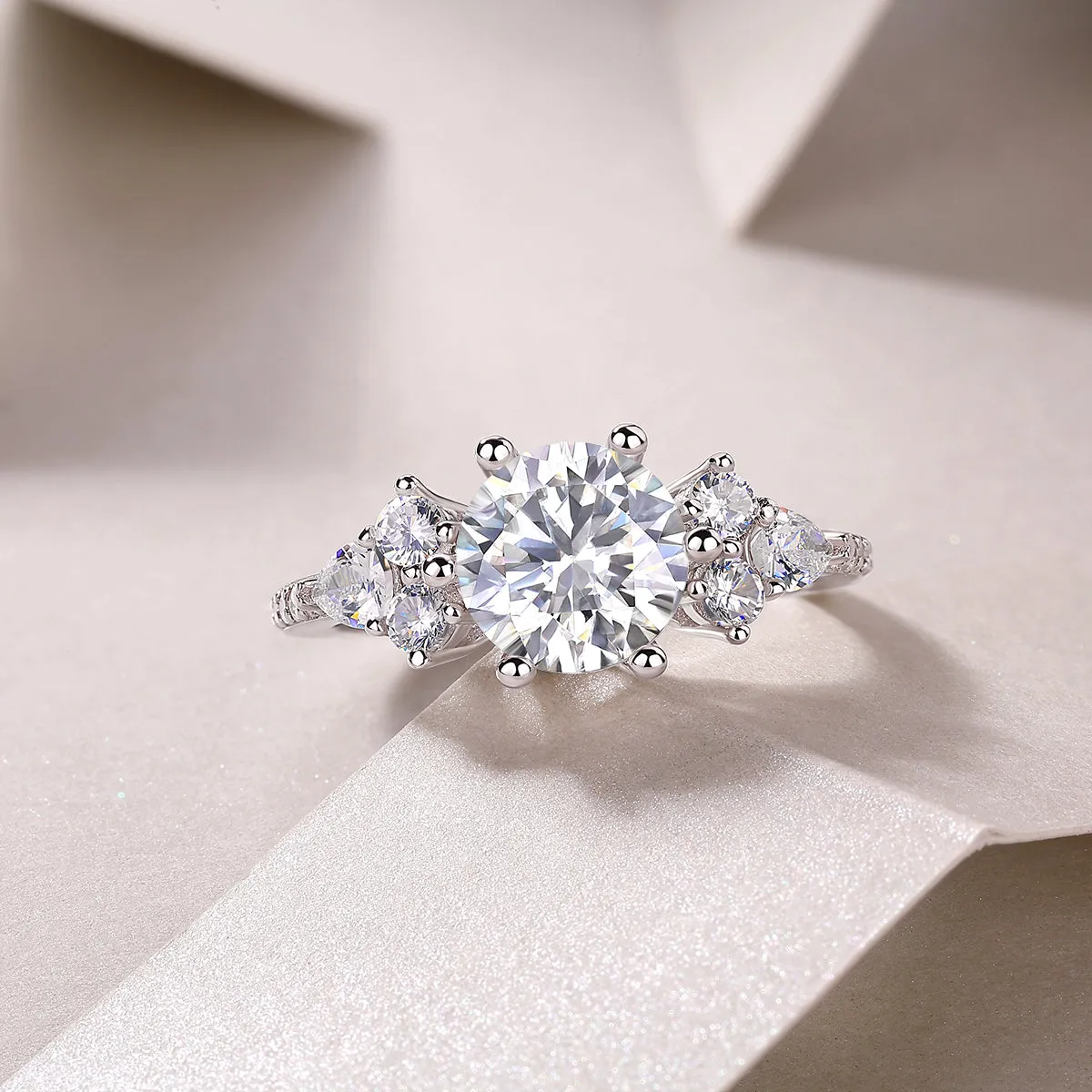 2 carat moissanite wedding ring set S925 silver platinum plated with GRA certificate in gift box