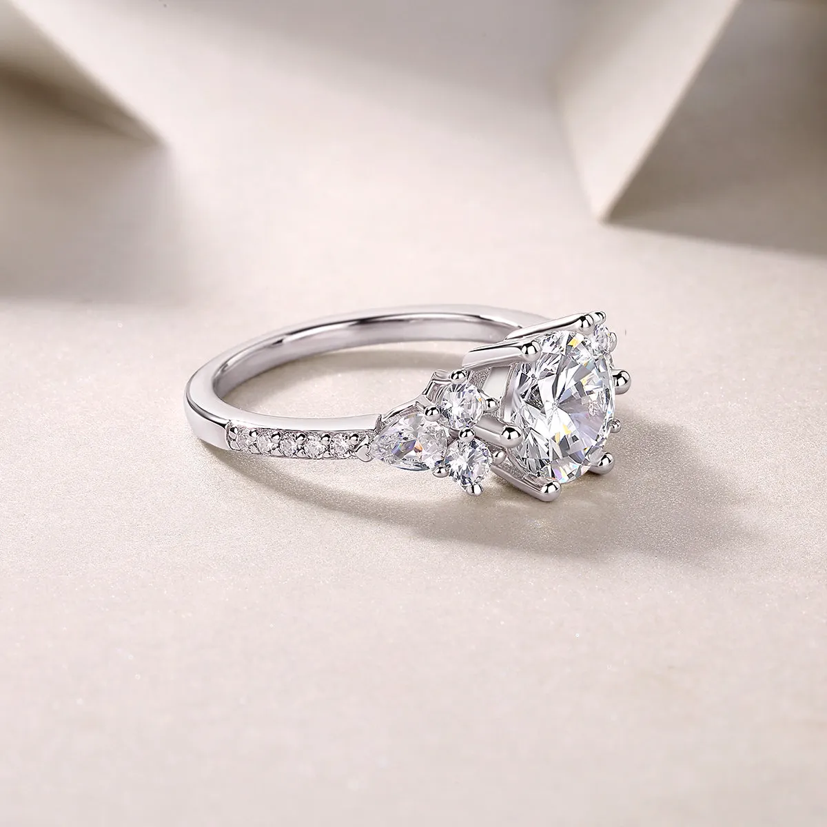 2 carat moissanite wedding ring set S925 silver platinum plated with GRA certificate in gift box