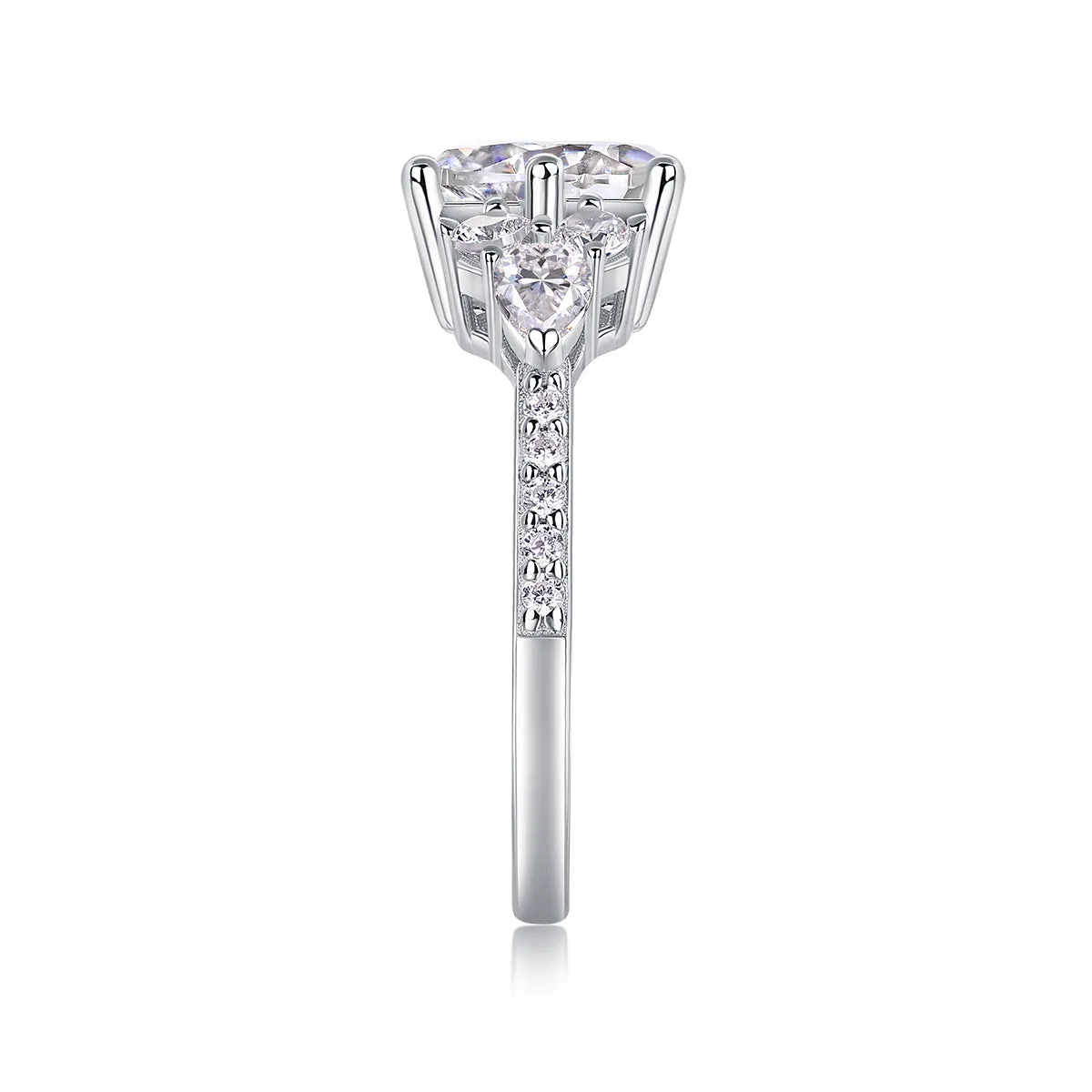2 carat moissanite wedding ring set S925 silver platinum plated with GRA certificate in gift box