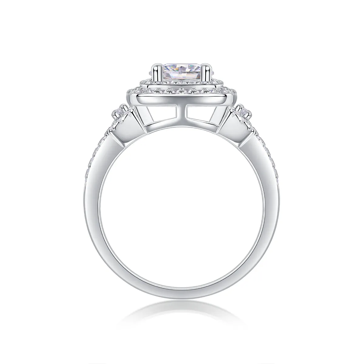 1-carat moissanite wedding ring set on platinum-plated S925 silver band in gift box