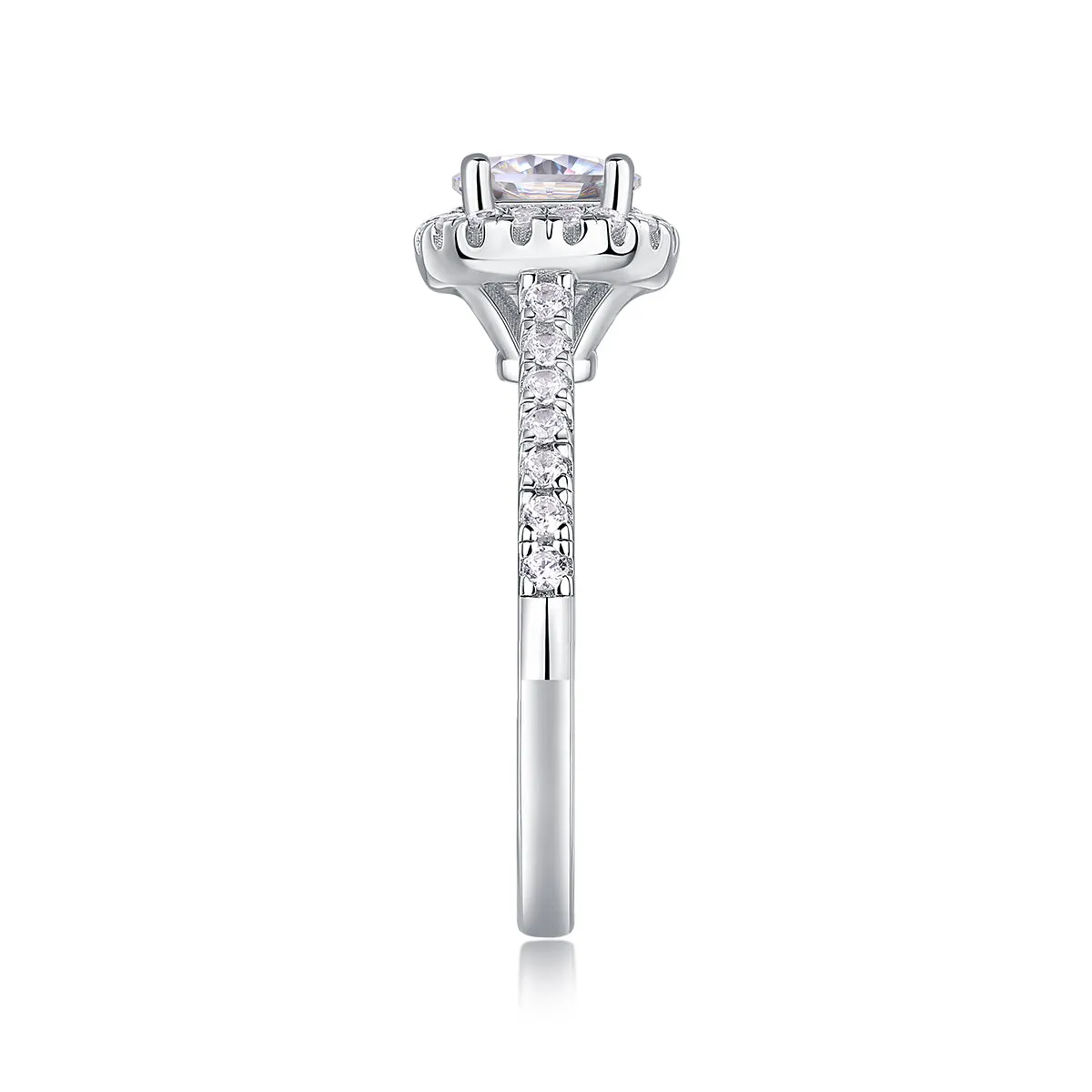1-carat moissanite wedding ring set in S925 silver with platinum plating, gift box packaging