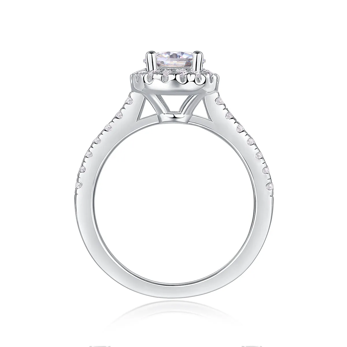 1-carat moissanite wedding ring set in S925 silver with platinum plating, gift box packaging