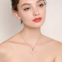 Sterling silver cross pendant necklace with yellow gold plating on 18 inch cable chain