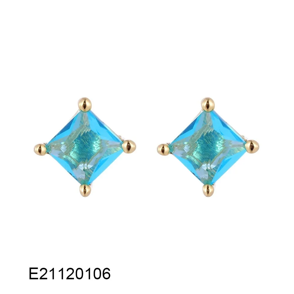 Gold-plated drop earrings with pear shape and zircon stones in candy colours on copper.