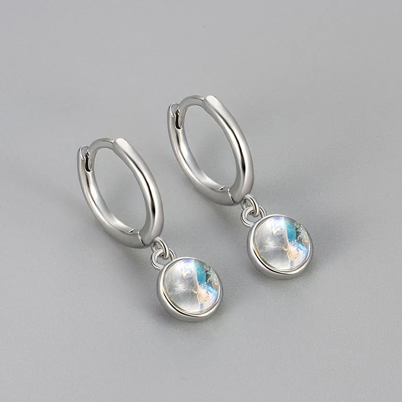 Copper earrings with electroplated gold finish and moonstone colour option for women