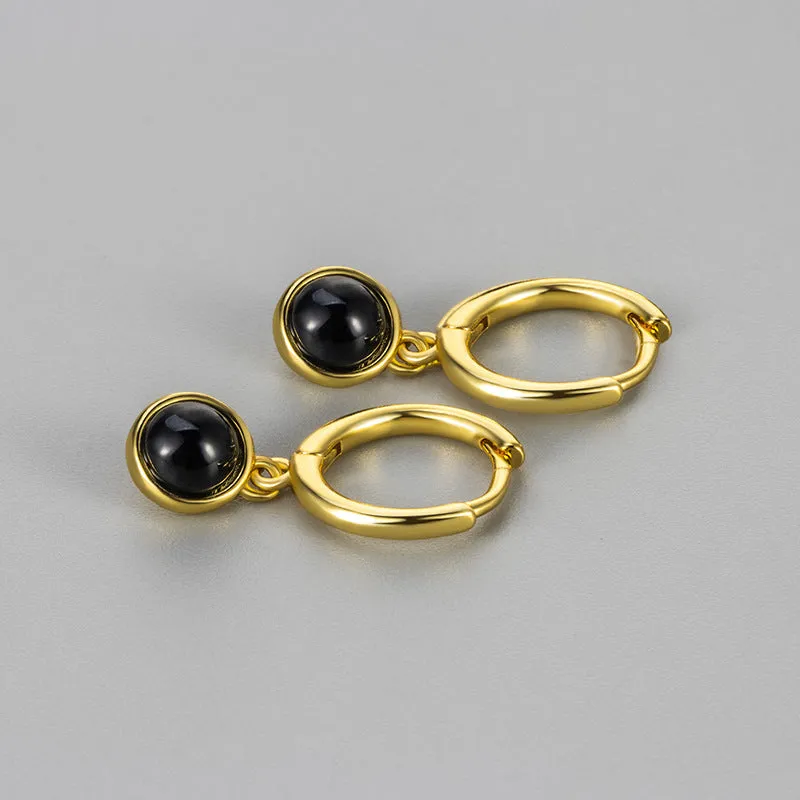 Copper earrings with electroplated gold finish and moonstone colour option for women