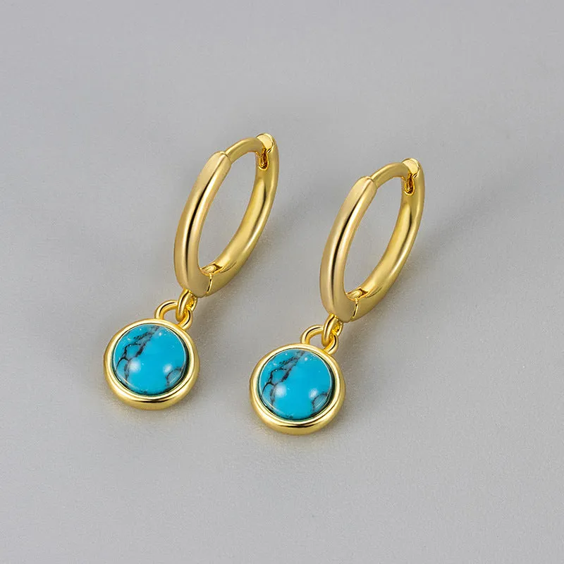 Copper earrings with electroplated gold finish and moonstone colour option for women