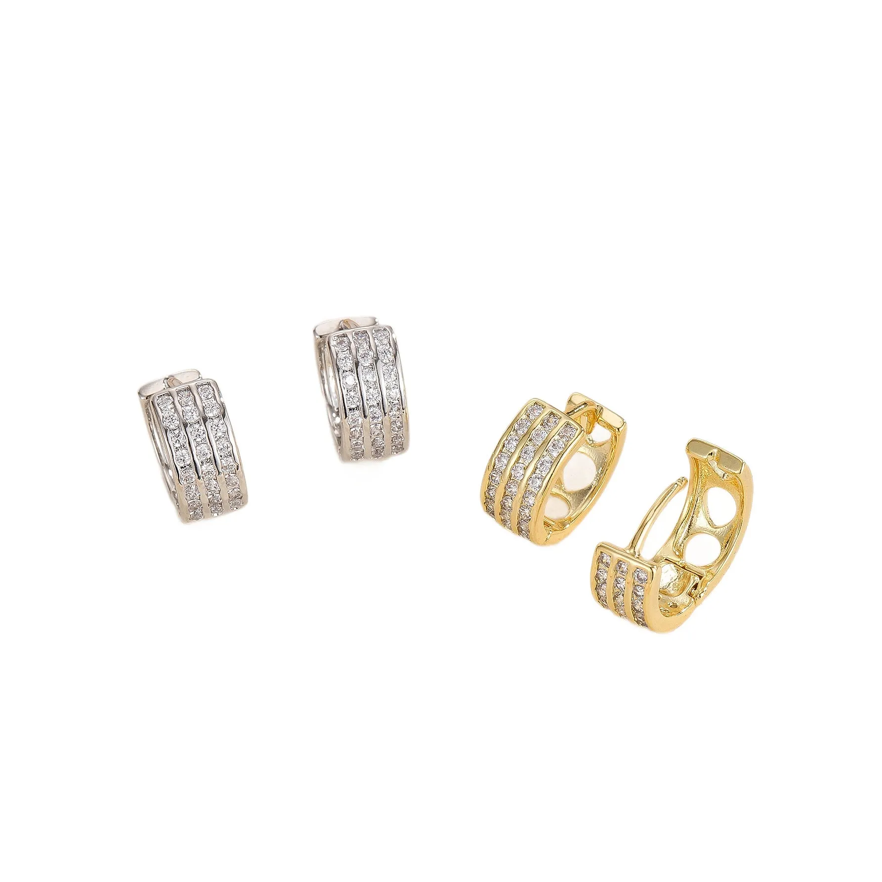 Silver-tone metal ear buckle with clear cubic zirconia stone for women, two style options available
